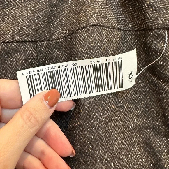 United Colors Of Benetton | Virgin Wool / Silk Blend Tweed Chevron Skirt Size 46 - Picture 8 of 10